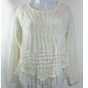 Jessie Blue womens sweater size small white fringe